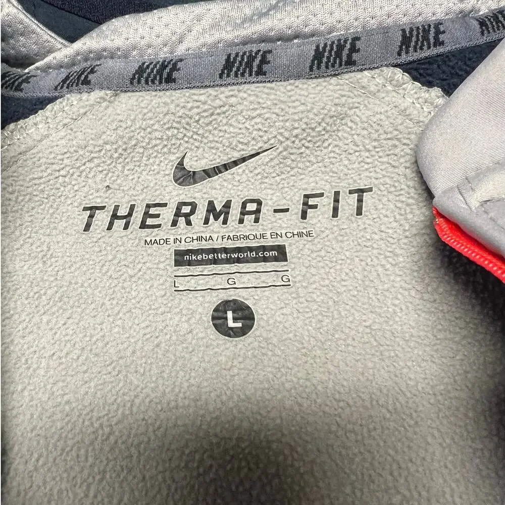 Nike Therma-FIT Quarter Zip Pullover Jacket Men’s Large Gray Blue Athletic